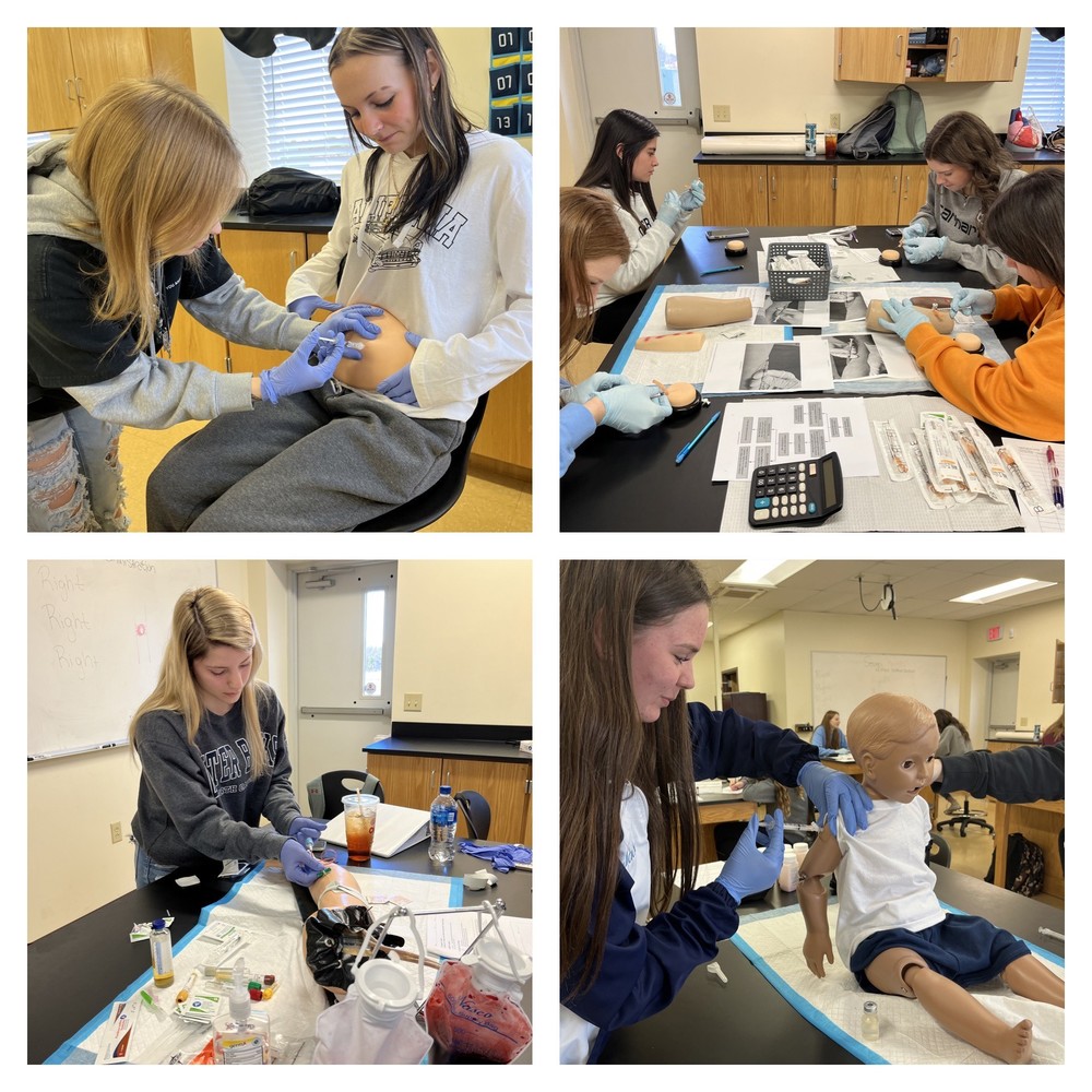 Medical Assistant Students practicing 