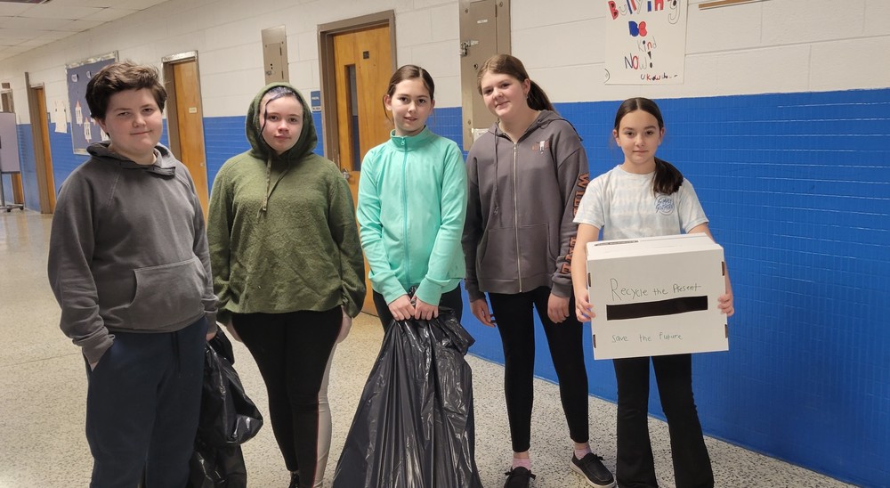 Students with recycling