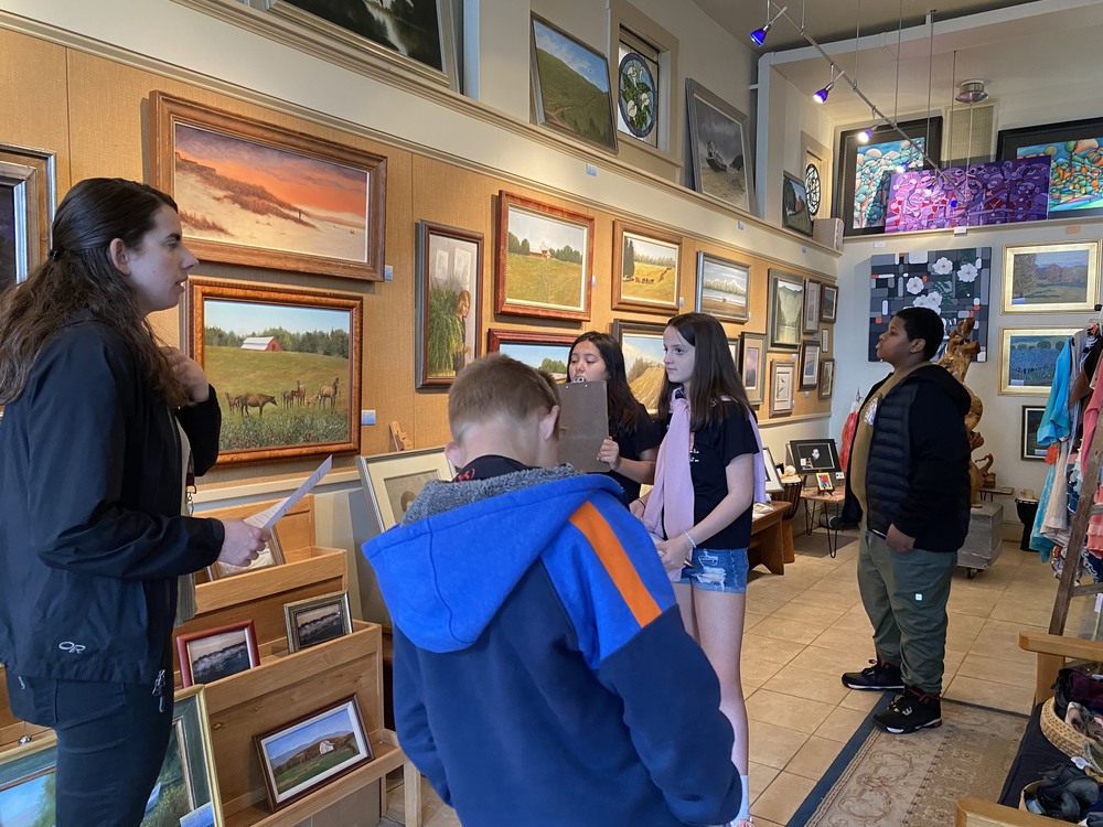 students in the art gallery in Luray