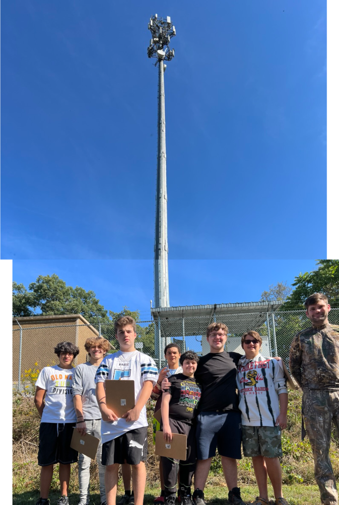 students on cell site field trip