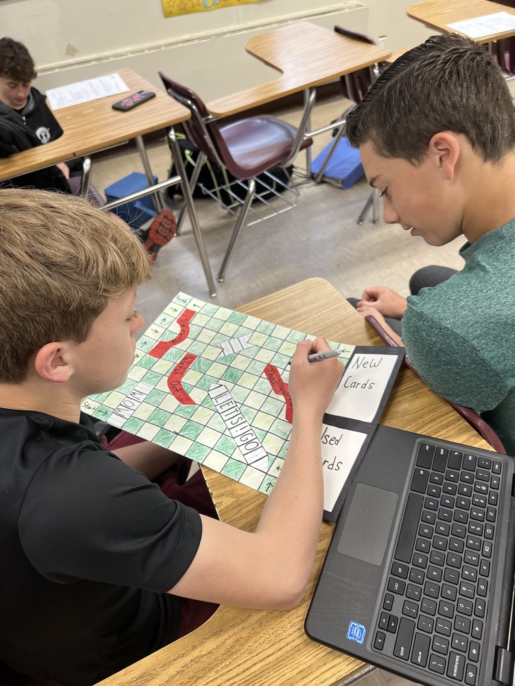 students creating Algebra review games for SOL