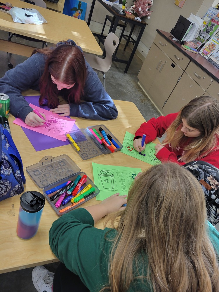 students making posters