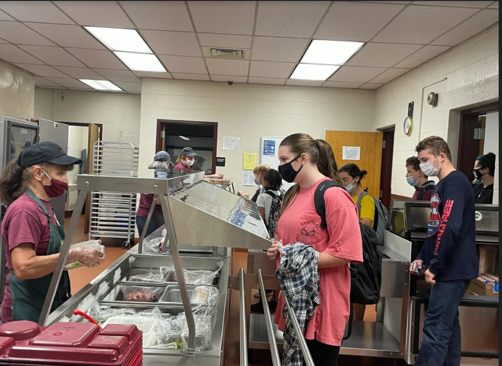 students being served lunch at LMS