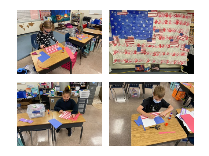 students making American flags