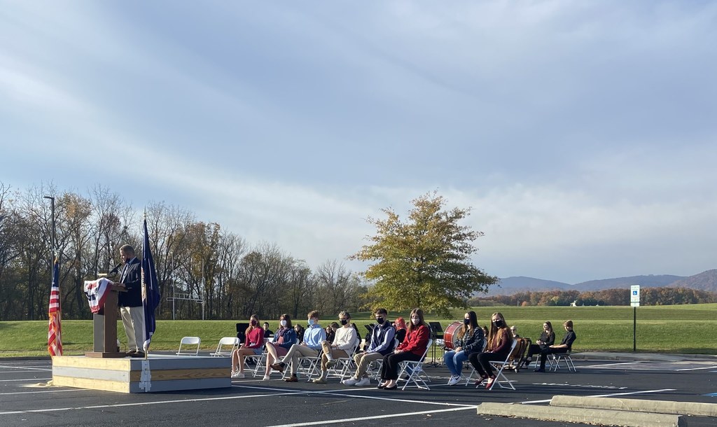 veterans day ceremony outside at pchs