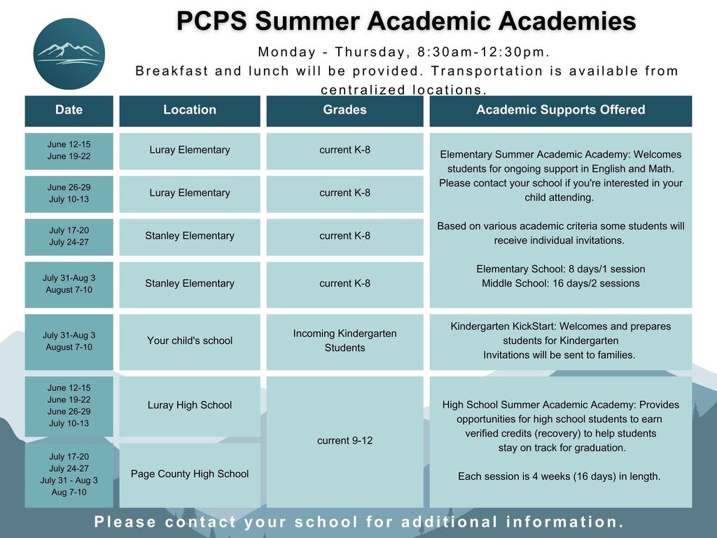 Summer Academic Academies