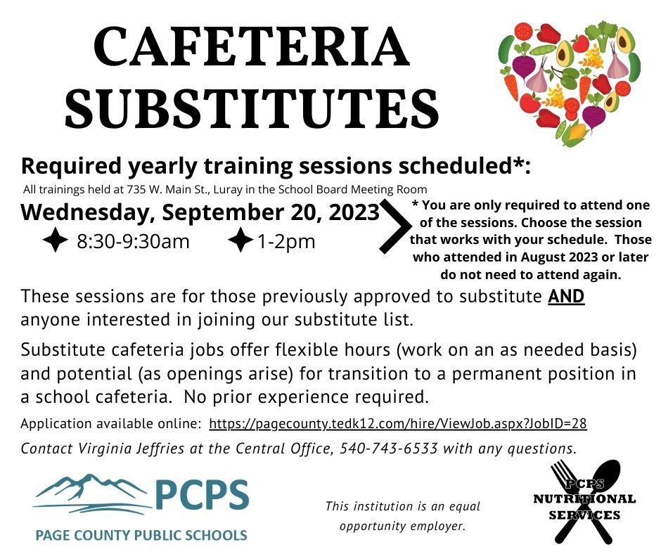 Cafeteria substitute training