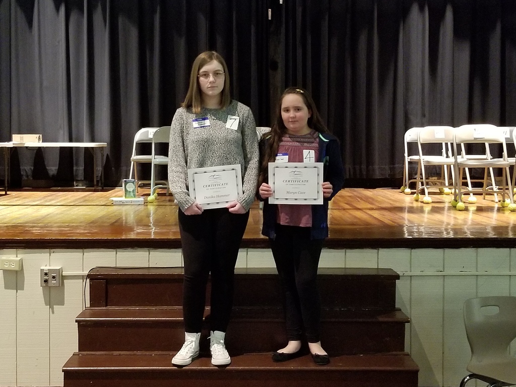 1st and 2nd place winners 1st place--Danika Hammer (8th grade PCMS)