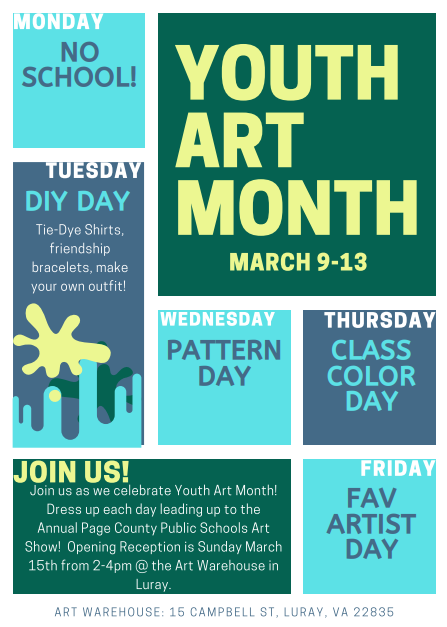flyer celebrating Youth Art Month